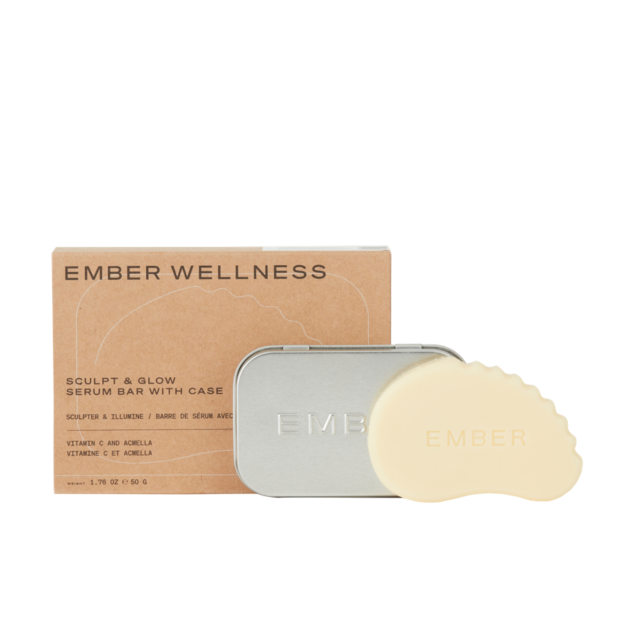 Ember Wellness serum bar with packaging on a white background