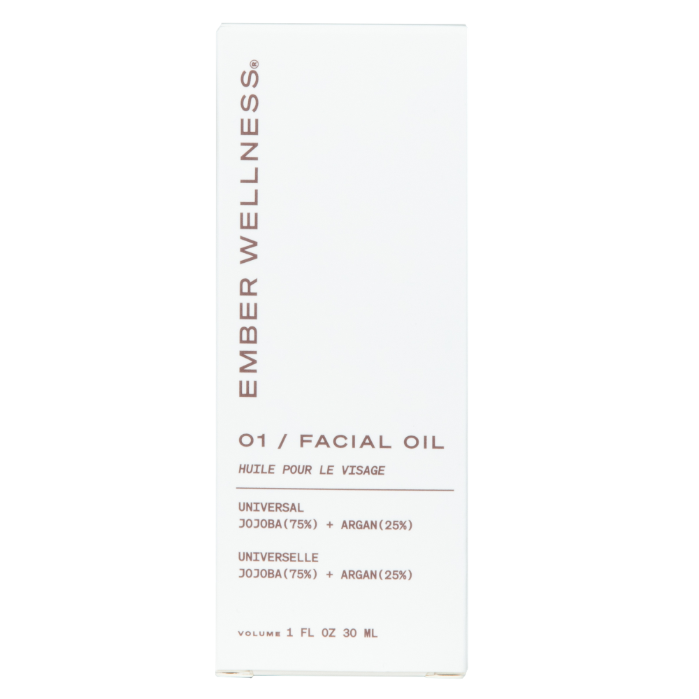Ember Wellness facial oil packaging on a white background
